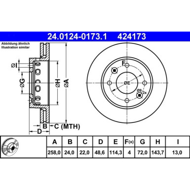ATE | Bremsscheibe | 24.0124-0173.1 ATE | Bremsscheibe | 24.0124-0173.1