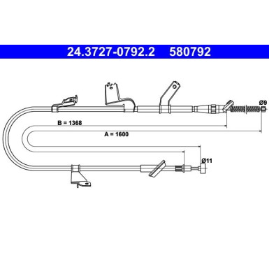 ATE | Seilzug, Feststellbremse | 24.3727-0792.2, 24.3727-0793.2