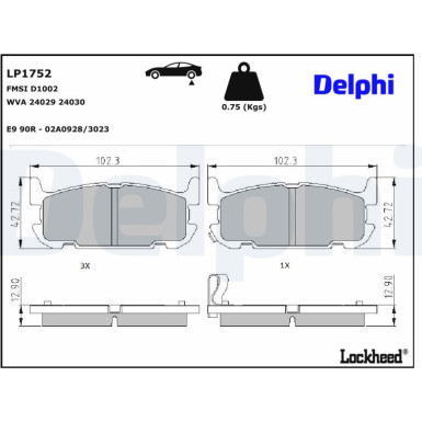Delphi | Bremsbelagsatz, Scheibenbremse | LP1752 Delphi | Bremsbelagsatz, Scheibenbremse | LP1752