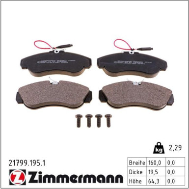 Zimmermann Bremsbelagsatz, Scheibenbremse 21799.195.1