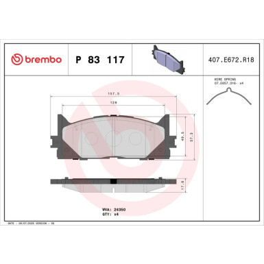 Brembo Bremsbelagsatz, Scheibenbremse PRIME LINE P 83 117