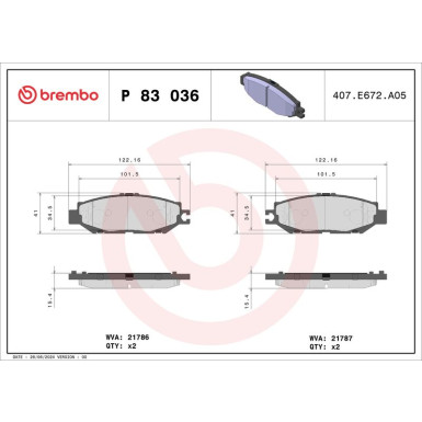 Brembo Bremsbelagsatz, Scheibenbremse PRIME LINE P 83 036