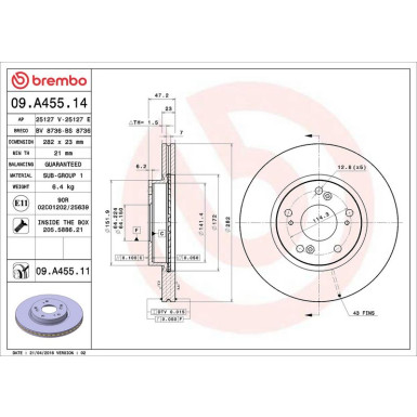 Brembo Bremsscheibe PRIME LINE - UV Coated 09.A455.11