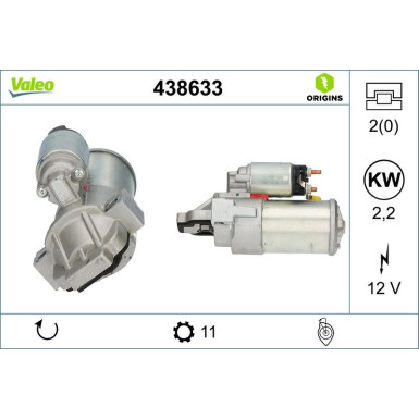 438633 Starter VALEO ORIGINS - NEW O.E. TECHNOLOGIE 438633 Starter VALEO ORIGINS - NEW O.E. TECHNOLOGIE