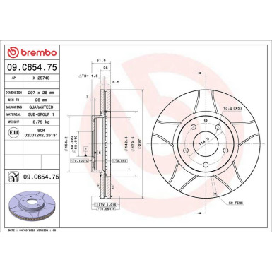 Brembo Bremsscheibe XTRA LINE - Max 09.C654.75