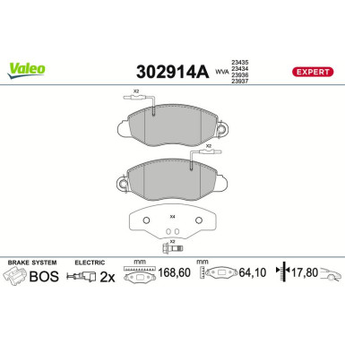 Valeo Bremsbelagsatz, Scheibenbremse EXPERT 302914A