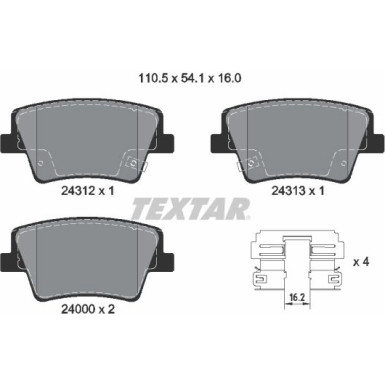 Textar Bremsbelagsatz, Scheibenbremse Q+ 2431201