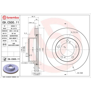 09.C500.11 Bremsscheibe PRIME LINE - UV Coated