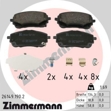 Zimmermann | Bremsbelagsatz, Scheibenbremse | 26149.190.2
