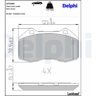 Delphi | Bremsbelagsatz, Scheibenbremse | LP1940 Delphi | Bremsbelagsatz, Scheibenbremse | LP1940
