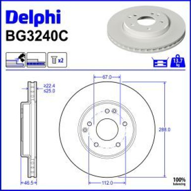 Delphi Bremsscheibe BG3240C