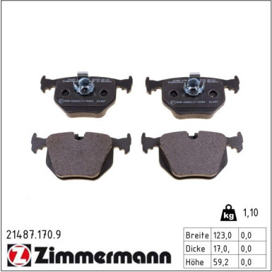 Zimmermann Bremsbelagsatz, Scheibenbremse pb:z 21487.170.9