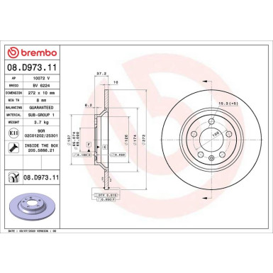 Brembo Bremsscheibe PRIME LINE - UV Coated 08.D973.11