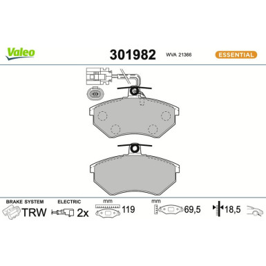 301982 Bremsbelagsatz, Scheibenbremse ESSENTIAL