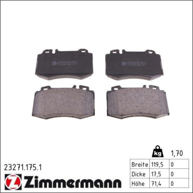 Zimmermann Bremsbelagsatz, Scheibenbremse 23271.175.1