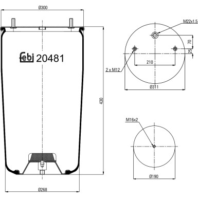 FEBI BILSTEIN 20481 Federbalg, Luftfederung FEBI BILSTEIN 20481 Federbalg, Luftfederung