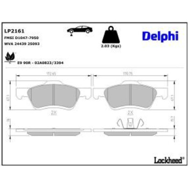 Delphi Bremsbelagsatz, Scheibenbremse LP2161