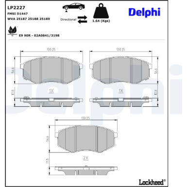Delphi | Bremsbelagsatz, Scheibenbremse | LP2227