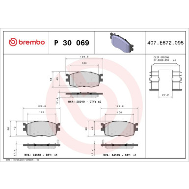 Brembo Bremsbelagsatz, Scheibenbremse PRIME LINE P 30 069