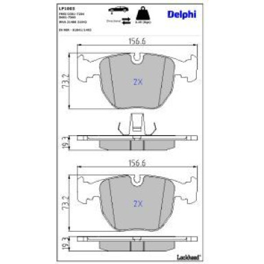 Delphi Bremsbelagsatz, Scheibenbremse LP1003