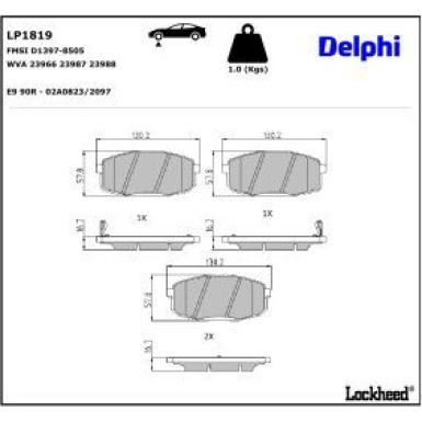 Delphi Bremsbelagsatz, Scheibenbremse LP1819