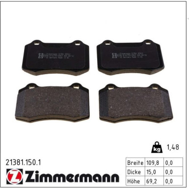 Zimmermann Bremsbelagsatz, Scheibenbremse 21381.150.1