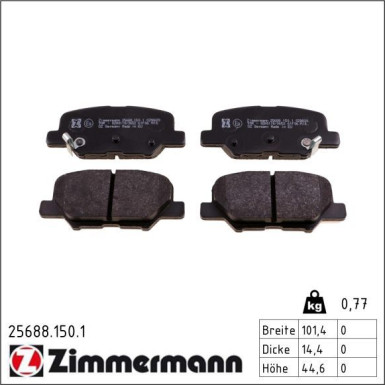 Zimmermann Bremsbelagsatz, Scheibenbremse 25688.150.1