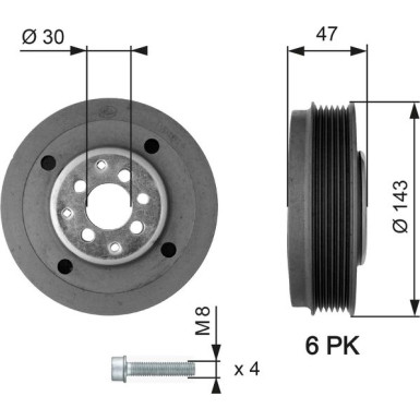 Gates Riemenscheibe, Kurbelwelle DriveAlign™ TVD1014A