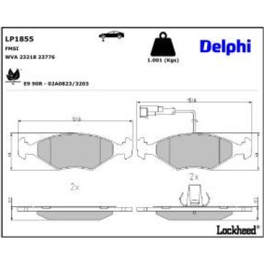 Delphi Bremsbelagsatz, Scheibenbremse LP1855