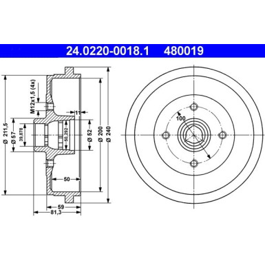 24.0220-0018.1 Bremstrommel