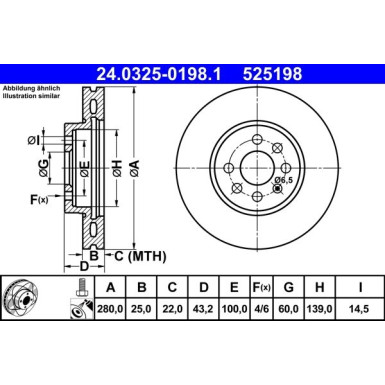 ATE Bremsscheibe PowerDisc 24.0325-0198.1