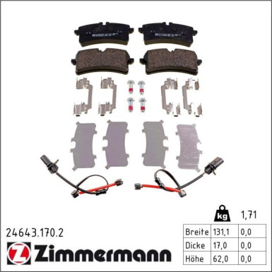 Zimmermann Bremsbelagsatz, Scheibenbremse 24643.170.2