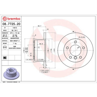 Brembo Bremsscheibe PRIME LINE 08.7725.20