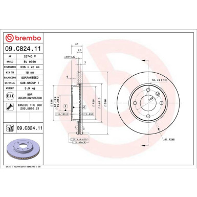 09.C824.11 Bremsscheibe PRIME LINE - UV Coated