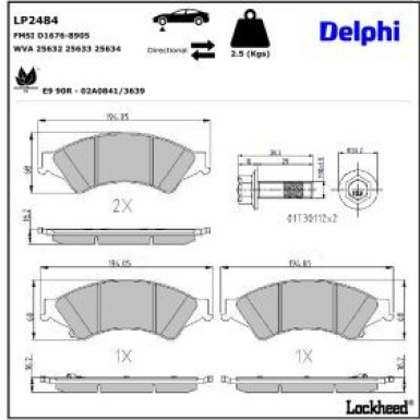 Delphi Bremsbelagsatz, Scheibenbremse LP2484