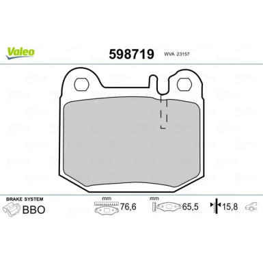 Valeo | Bremsbelagsatz, Scheibenbremse | 598719