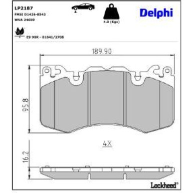 Delphi Bremsbelagsatz, Scheibenbremse LP2187