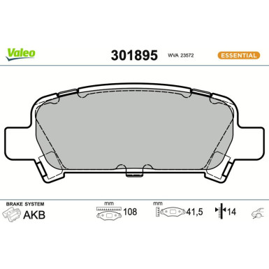 Valeo Bremsbelagsatz, Scheibenbremse ESSENTIAL 301895