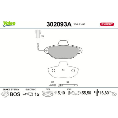 302093A Bremsbelagsatz, Scheibenbremse EXPERT