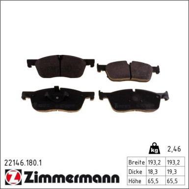 Zimmermann Bremsbelagsatz, Scheibenbremse 22146.180.1