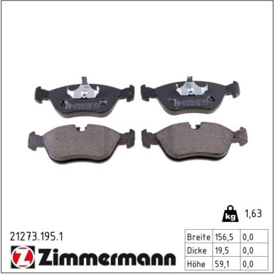 Zimmermann Bremsbelagsatz, Scheibenbremse 21273.195.1