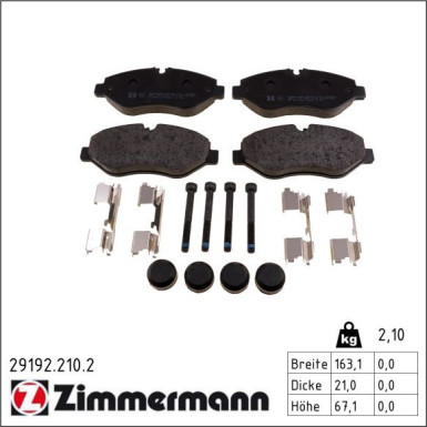 Zimmermann Bremsbelagsatz, Scheibenbremse 29192.210.2