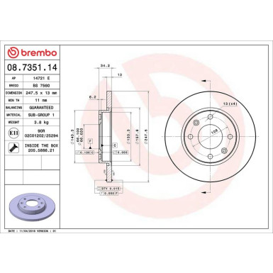 Brembo Bremsscheibe PRIME LINE 08.7351.14