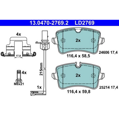 Bremsbelagsatz, Scheibenbremse ATE Ceramic 13.0470-2769.2 Bremsbelagsatz, Scheibenbremse ATE Ceramic 13.0470-2769.2