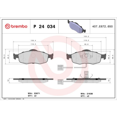 Brembo Bremsbelagsatz, Scheibenbremse PRIME LINE P 24 034