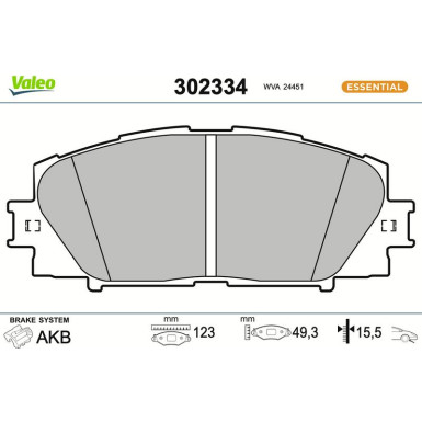 Valeo Bremsbelagsatz, Scheibenbremse ESSENTIAL 302334