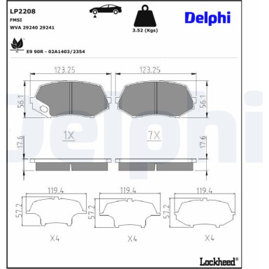 Delphi | Bremsbelagsatz, Scheibenbremse | LP2208