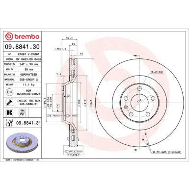 Brembo Bremsscheibe PRIME LINE - UV Coated 09.8841.31