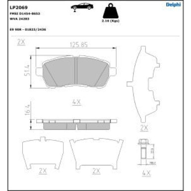 Delphi Bremsbelagsatz, Scheibenbremse LP2069