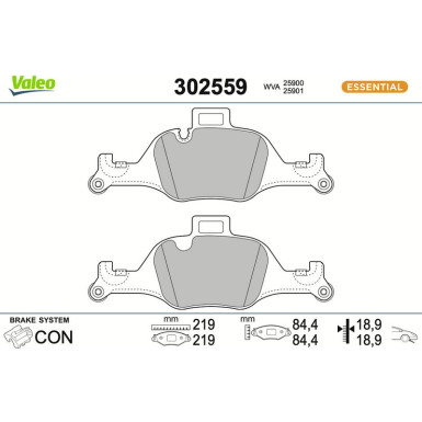Valeo | Bremsbelagsatz, Scheibenbremse | 302559